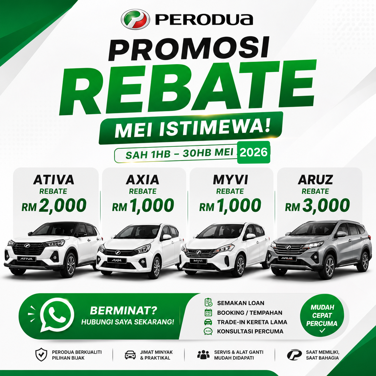 Promosi Perodua - PROMOSI REBET BULAN MAY 2026 (HOT STOK)